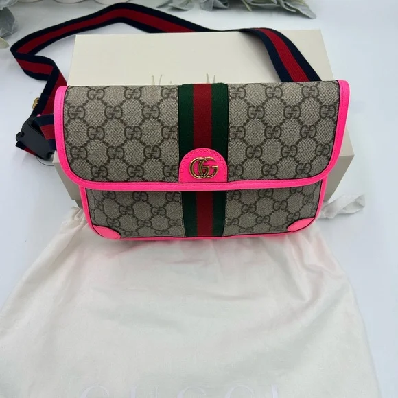 Women's Gucci OPHIDIA GG supreme belt bag size 80 cm adjustable NWT - Picture 1 of 13